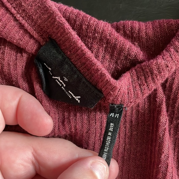 Out From Under Urban Outfitters Side Slit Burgundy Red Thermal Long Sleeve Top - Picture 5 of 8
